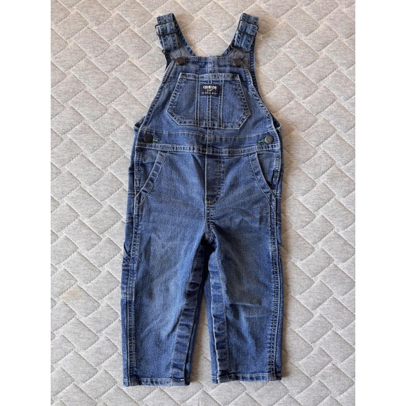 OshKosh B'gosh Other - OshKosh B'gosh Denim Bib Overalls Boys 12-18 Months Blue Snap Pockets Cargo